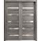 Sartodoors Sturdy Barn Door 30 x 80in, Matte Black Clear Glass, 6.6FT Rail Hangers Heavy Hardware Set LUCIA2166BD-B-BLK-30 - alternate 1
